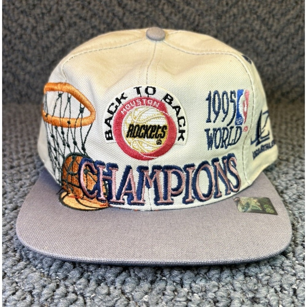 1995 Logo 7 Houston Rockets Back To Back World Champions NBA Snapback Hat Cap